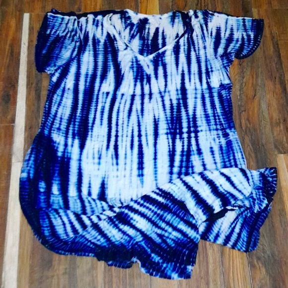 Livi Active Lane Bryant Women's Size 18/20 Blue Tye Dye Maxi Dress EUC - Picture 1 of 3